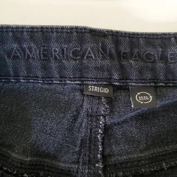 American Eagle Womens Super High Rise Baggy Wide Leg Ankle Jeans Black Sz 12 R - Picture 4 of 10